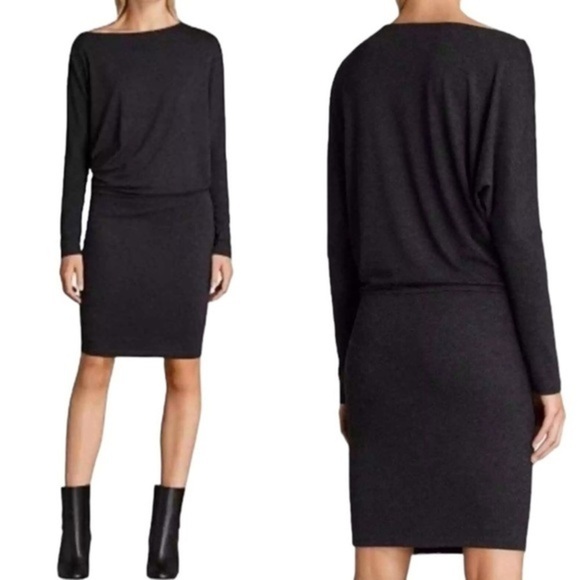 ALL SAINTS FRI CHARCOAL GREY MINI DRESS SIZE SMALL - Picture 1 of 10